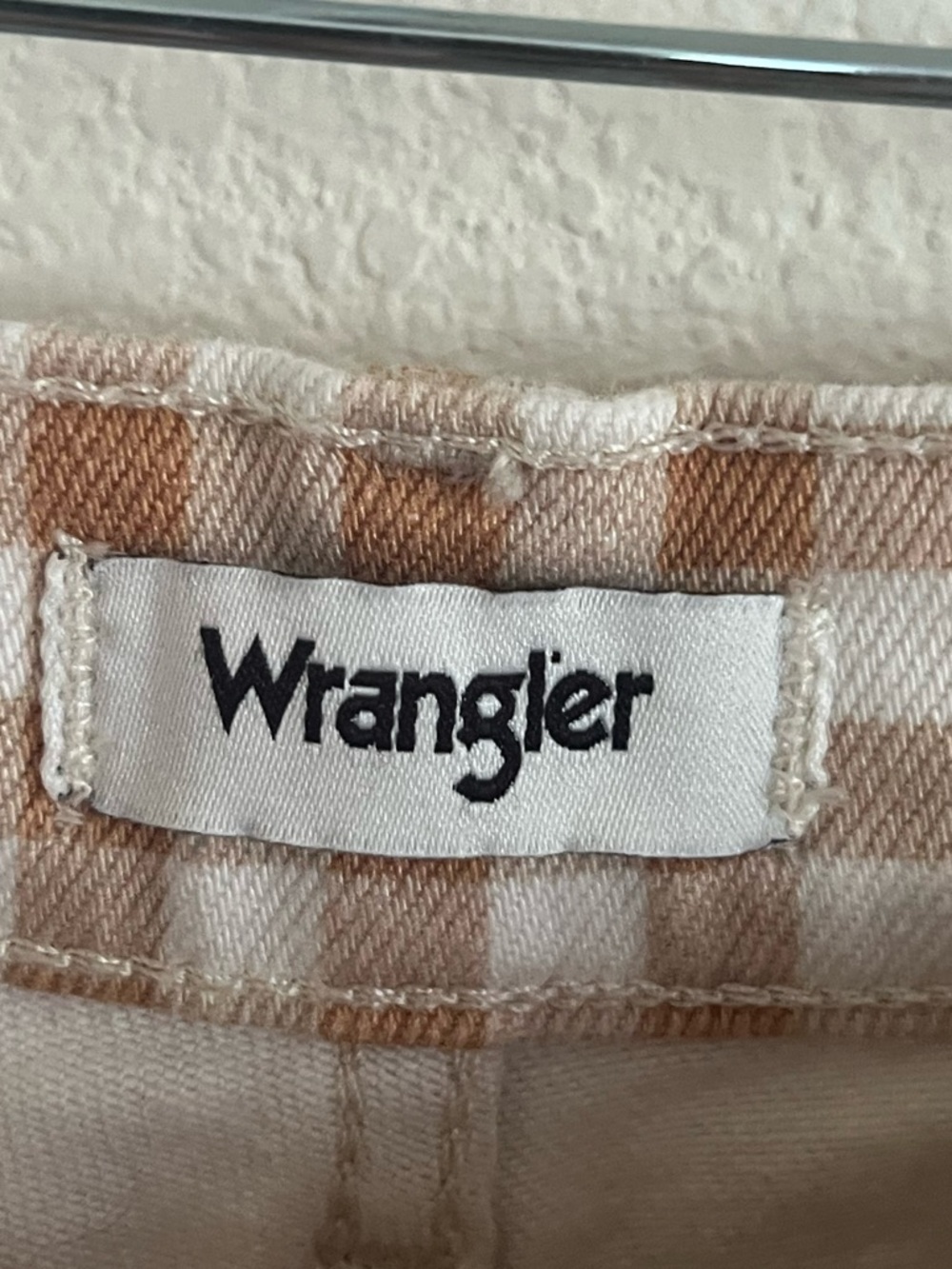 Wrangler Wanderer 622  Tan Gingham Check High Rise Flare Jeans 32 x 32 - Picture 8 of 12